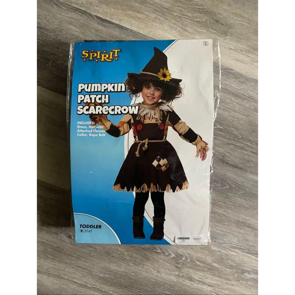 Spirit Halloween Pumpkin Patch Scarecrow Toddler Costume Size 3T-4T Brand New